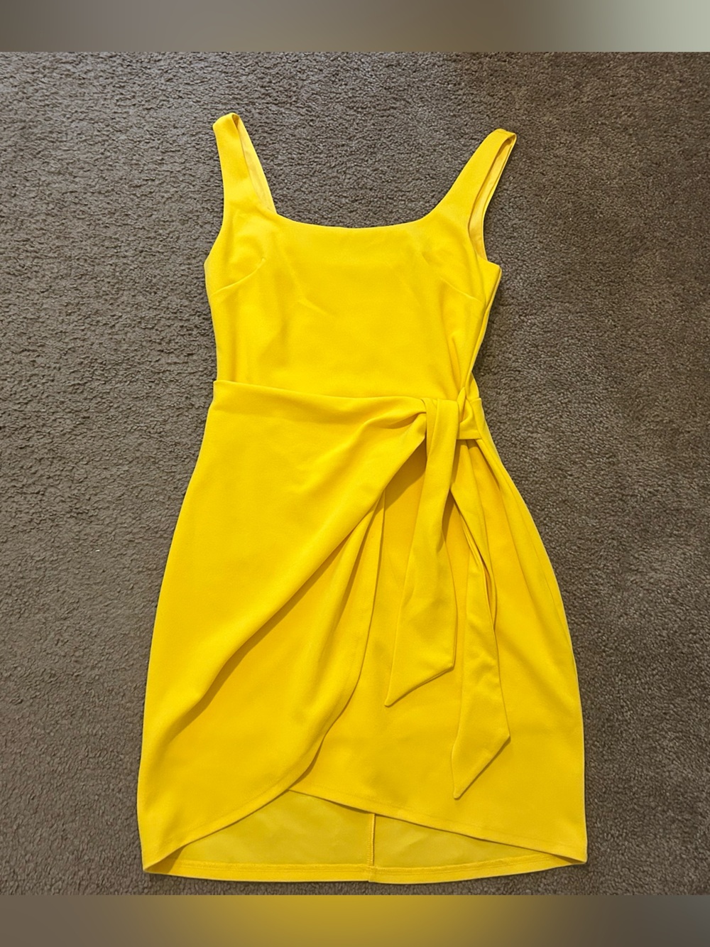 Express Yellow Midi Dress with Waist Tie
